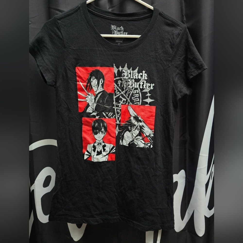 Womens Anime Black Butler Graphic T-Shirt - Black and Red